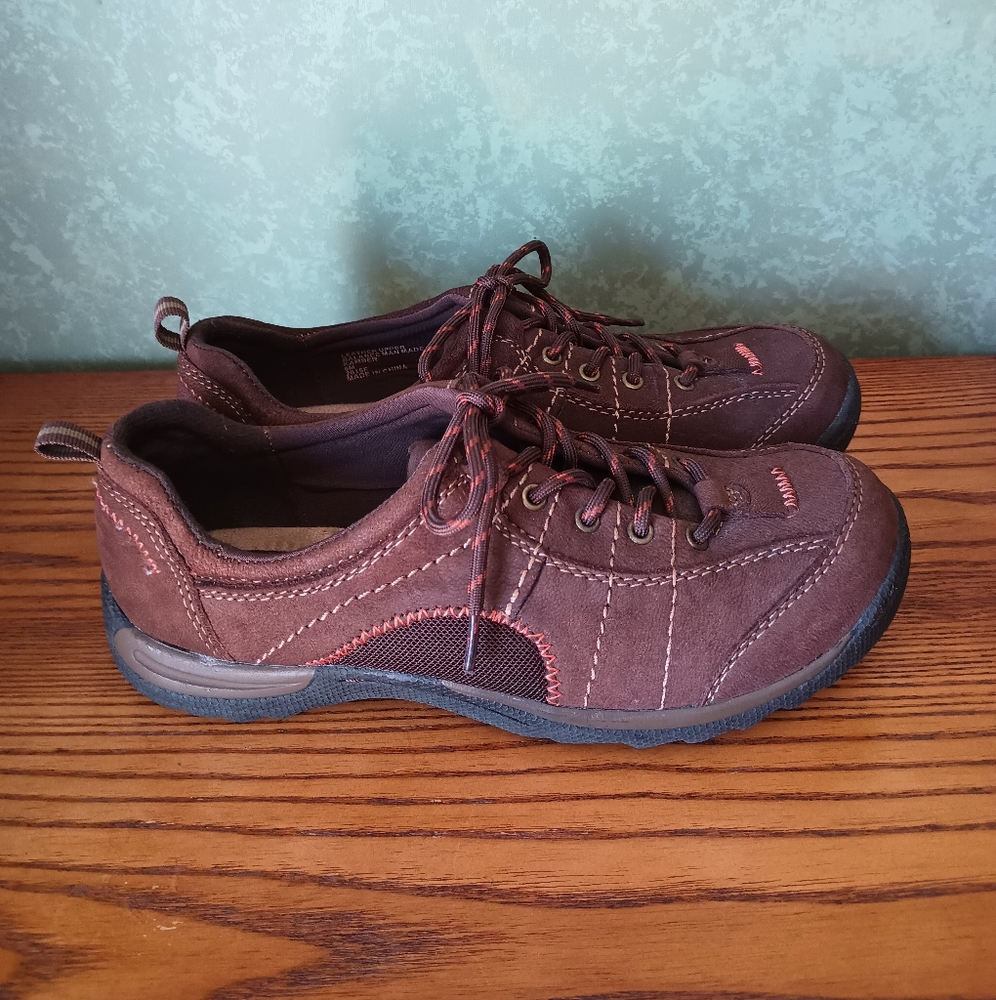 Earth Origins Brown Leather Hiking Walking Shoes Womens 6 Athleisure - Picture 7 of 9